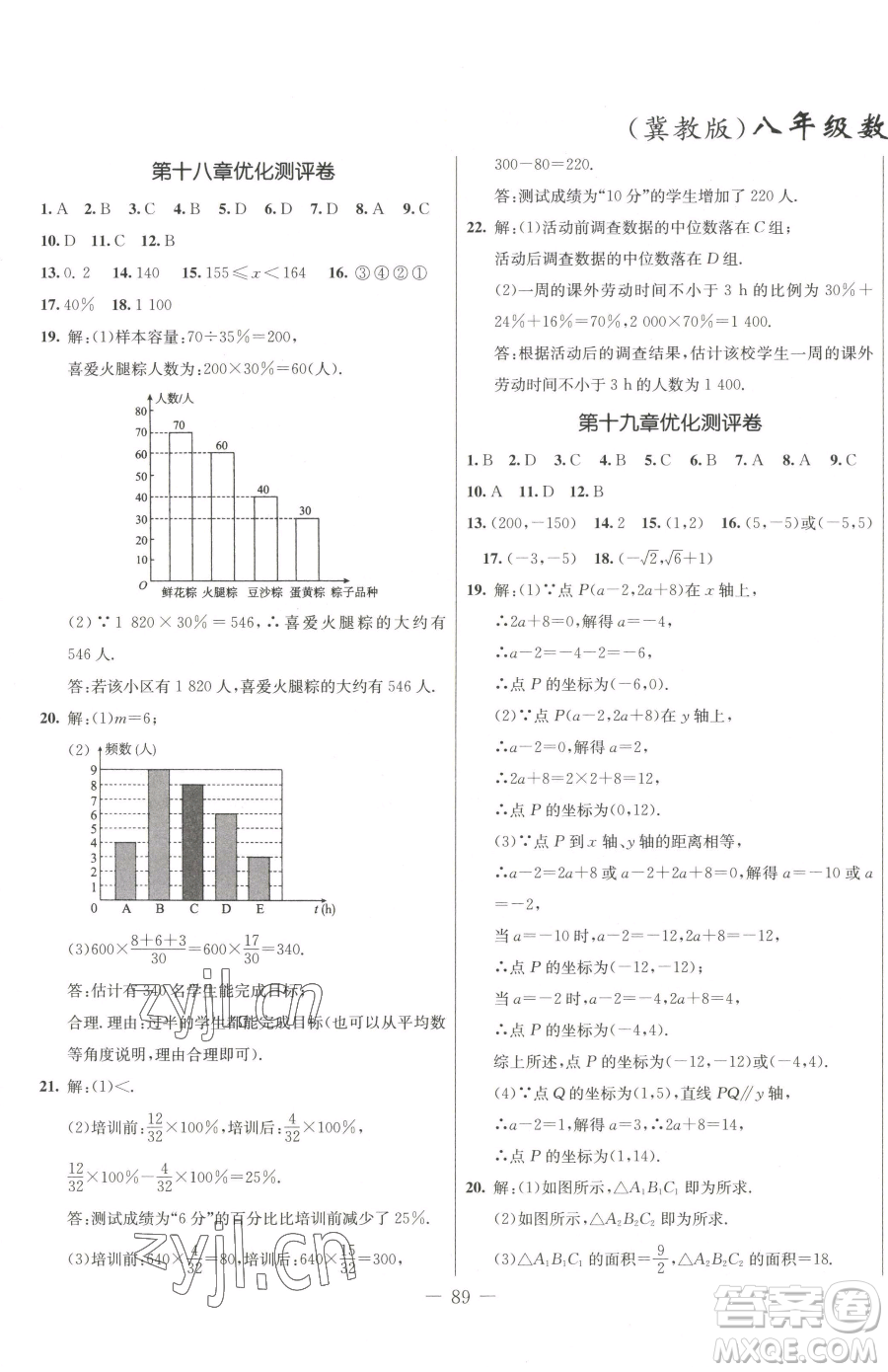 吉林教育出版社2023創(chuàng)新思維全程備考金題一卷通八年級(jí)下冊(cè)數(shù)學(xué)冀教版參考答案