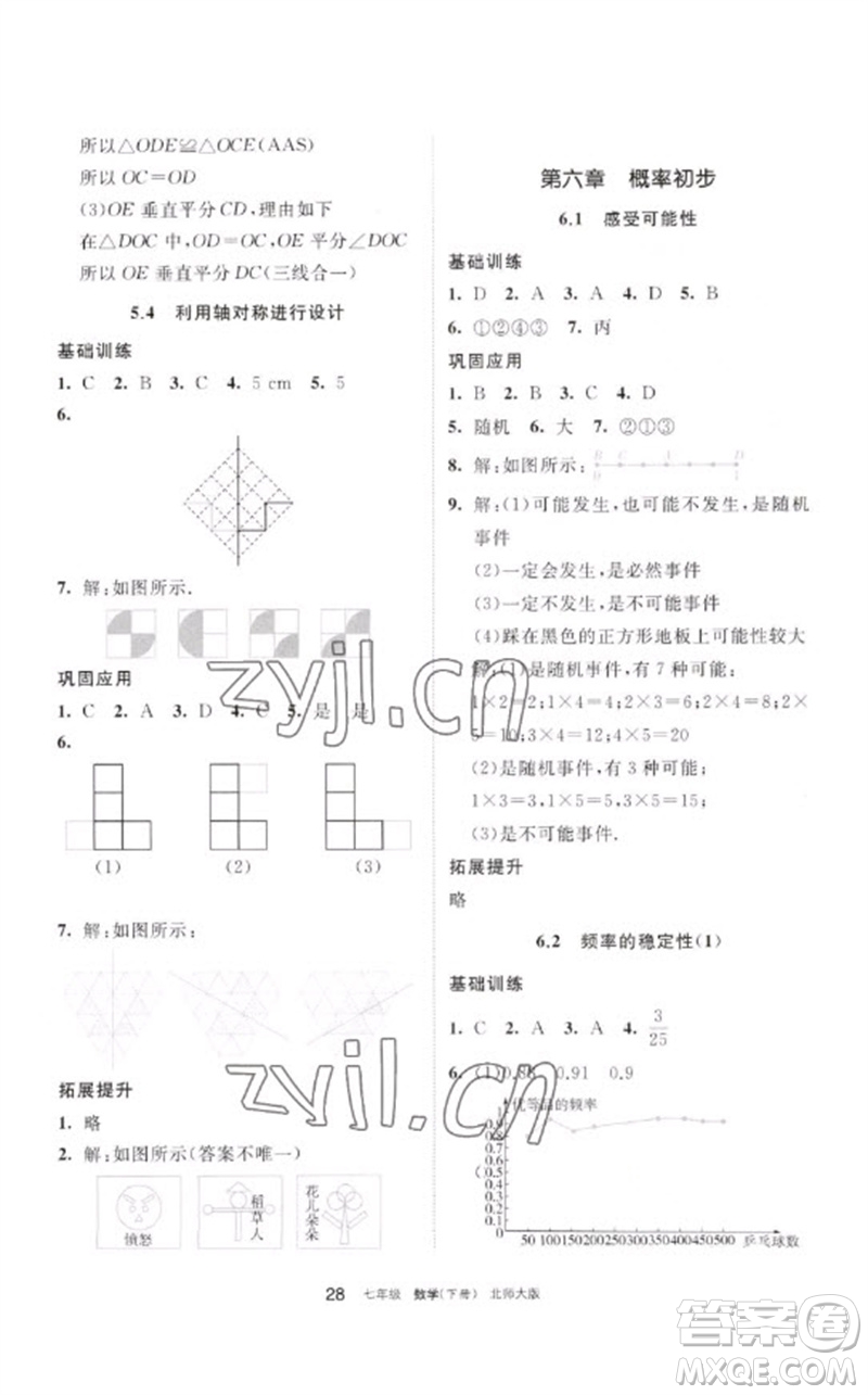 寧夏人民教育出版社2023學(xué)習(xí)之友七年級數(shù)學(xué)下冊北師大版參考答案