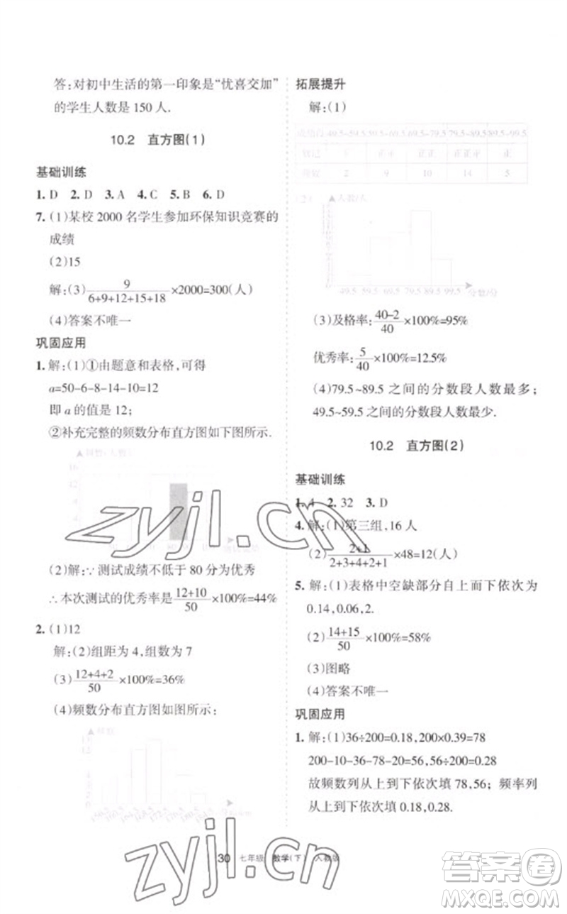 寧夏人民教育出版社2023學(xué)習(xí)之友七年級(jí)數(shù)學(xué)下冊人教版參考答案