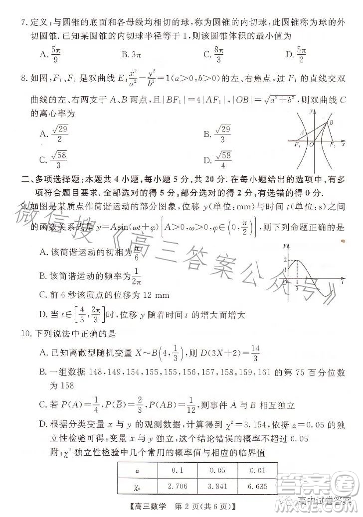 天壹名校聯(lián)盟2023屆高三5月沖刺壓軸大聯(lián)考數(shù)學(xué)試卷答案