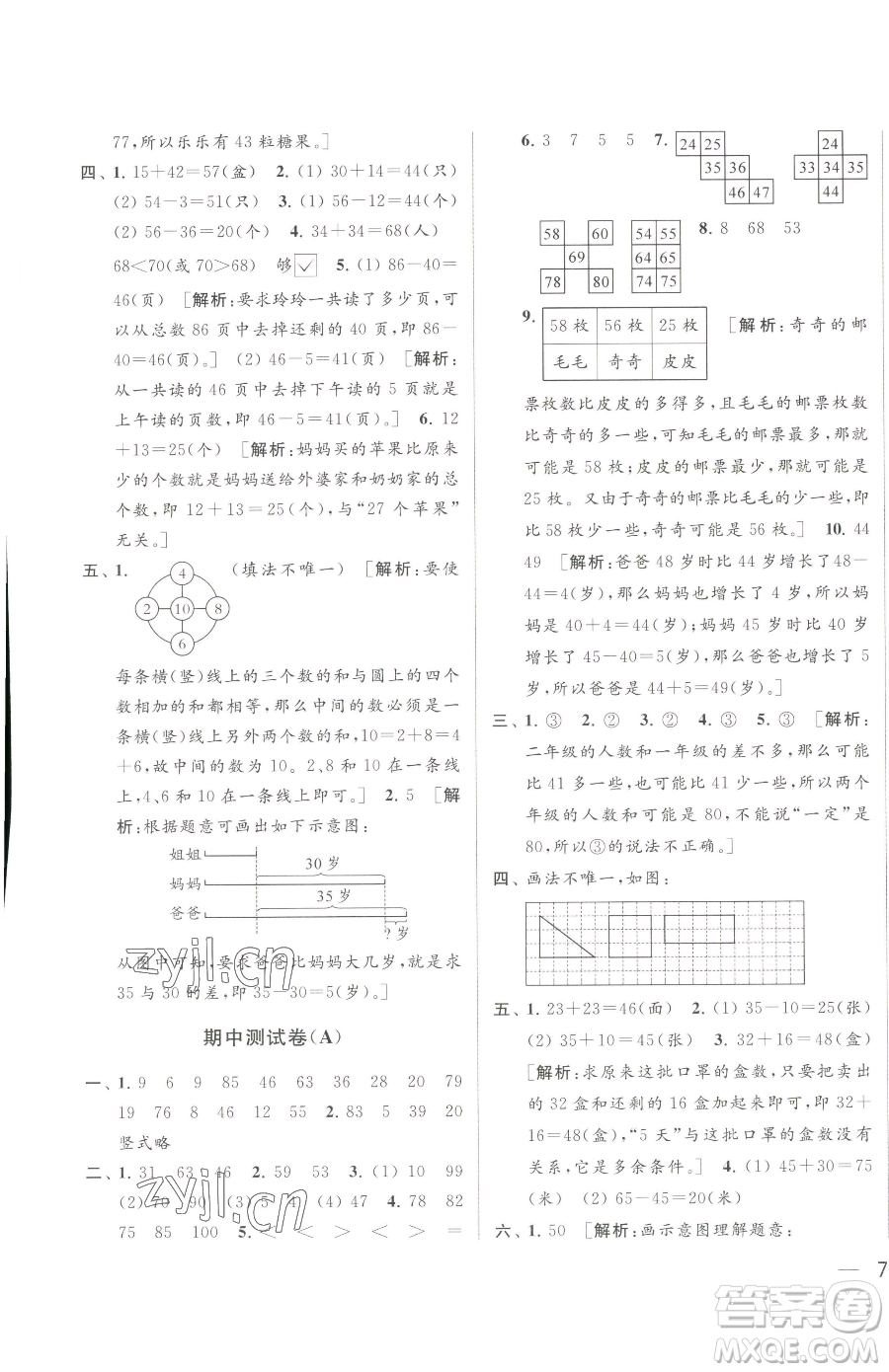 北京教育出版社2023同步跟蹤全程檢測一年級下冊數(shù)學(xué)蘇教版參考答案