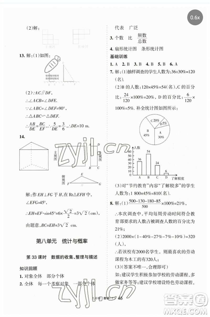 寧夏人民教育出版社2023學習之友九年級數(shù)學下冊人教版參考答案