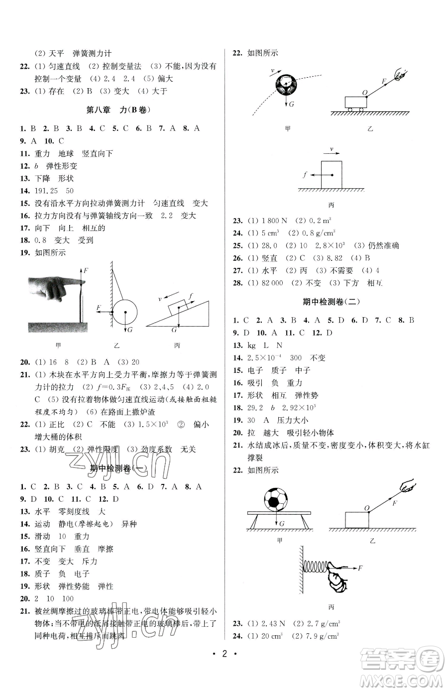 江蘇鳳凰美術(shù)出版社2023成長(zhǎng)空間全程跟蹤測(cè)試卷八年級(jí)下冊(cè)物理蘇科版參考答案