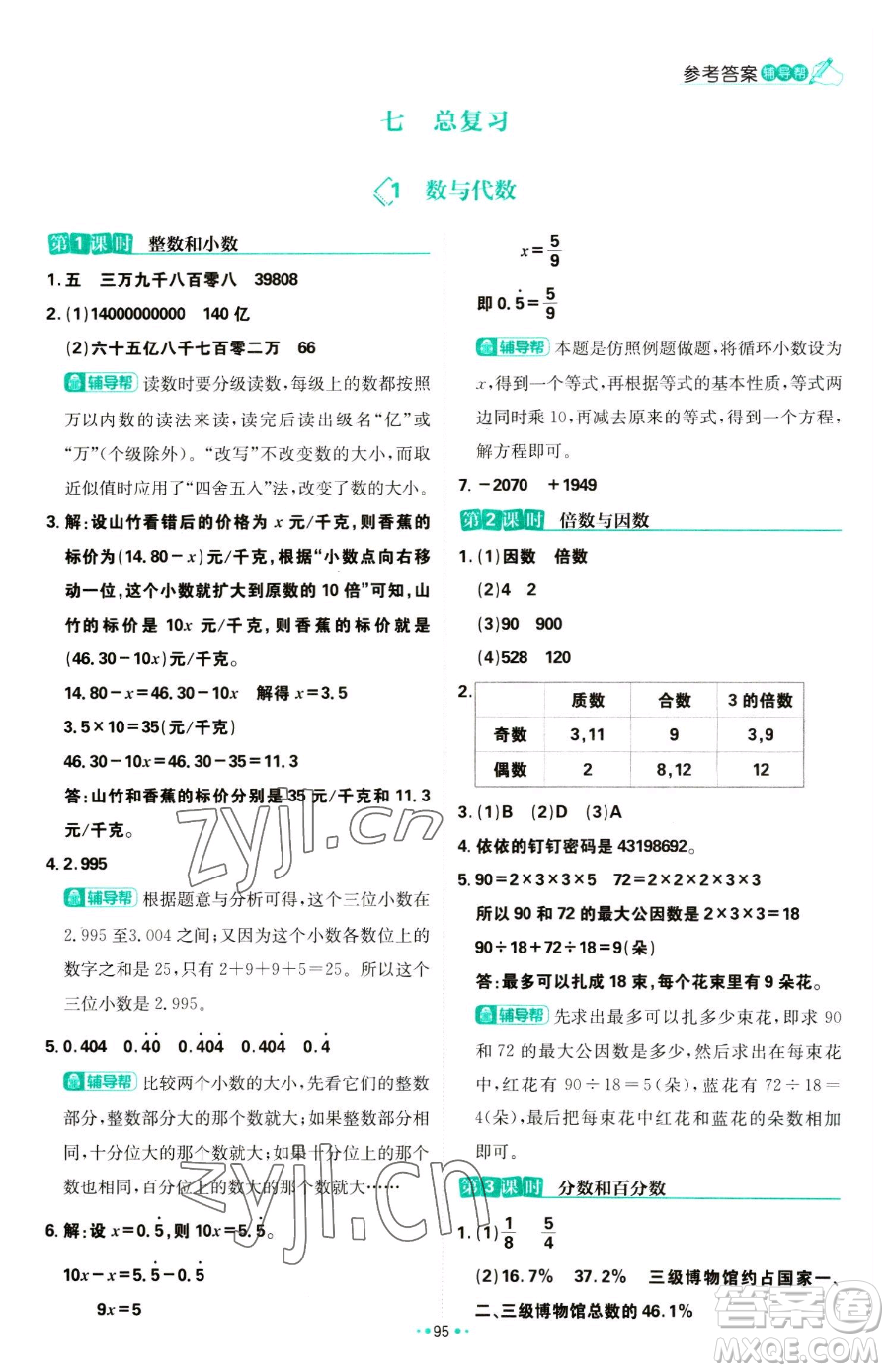 首都師范大學(xué)出版社2023小學(xué)必刷題六年級下冊數(shù)學(xué)人教版參考答案