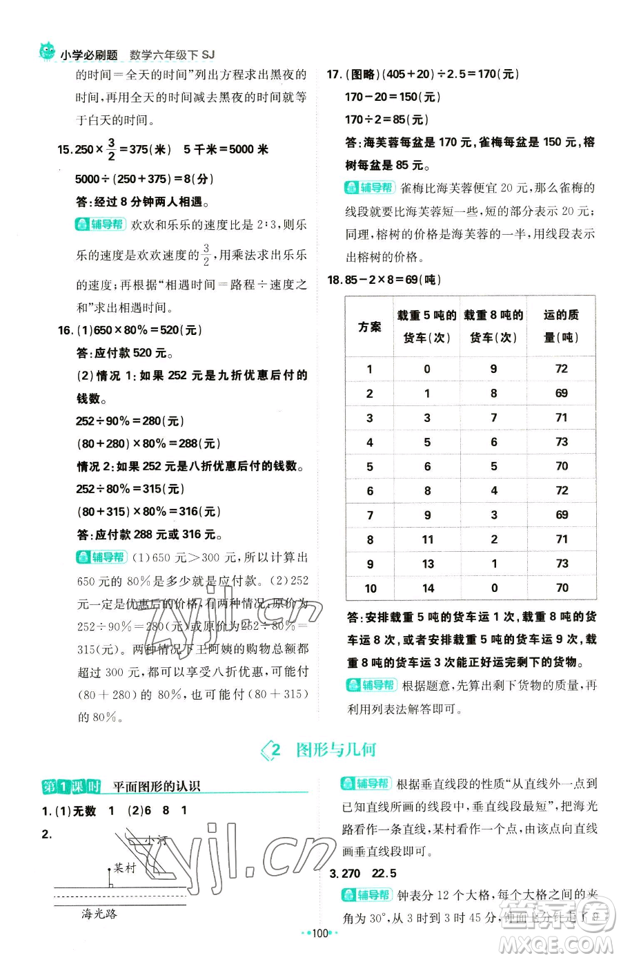 首都師范大學(xué)出版社2023小學(xué)必刷題六年級下冊數(shù)學(xué)人教版參考答案