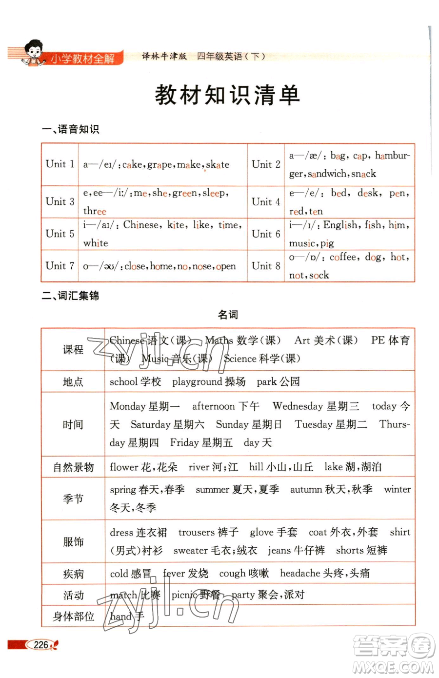 陜西人民教育出版社2023小學(xué)教材全解四年級(jí)下冊(cè)英語(yǔ)譯林牛津版三起參考答案