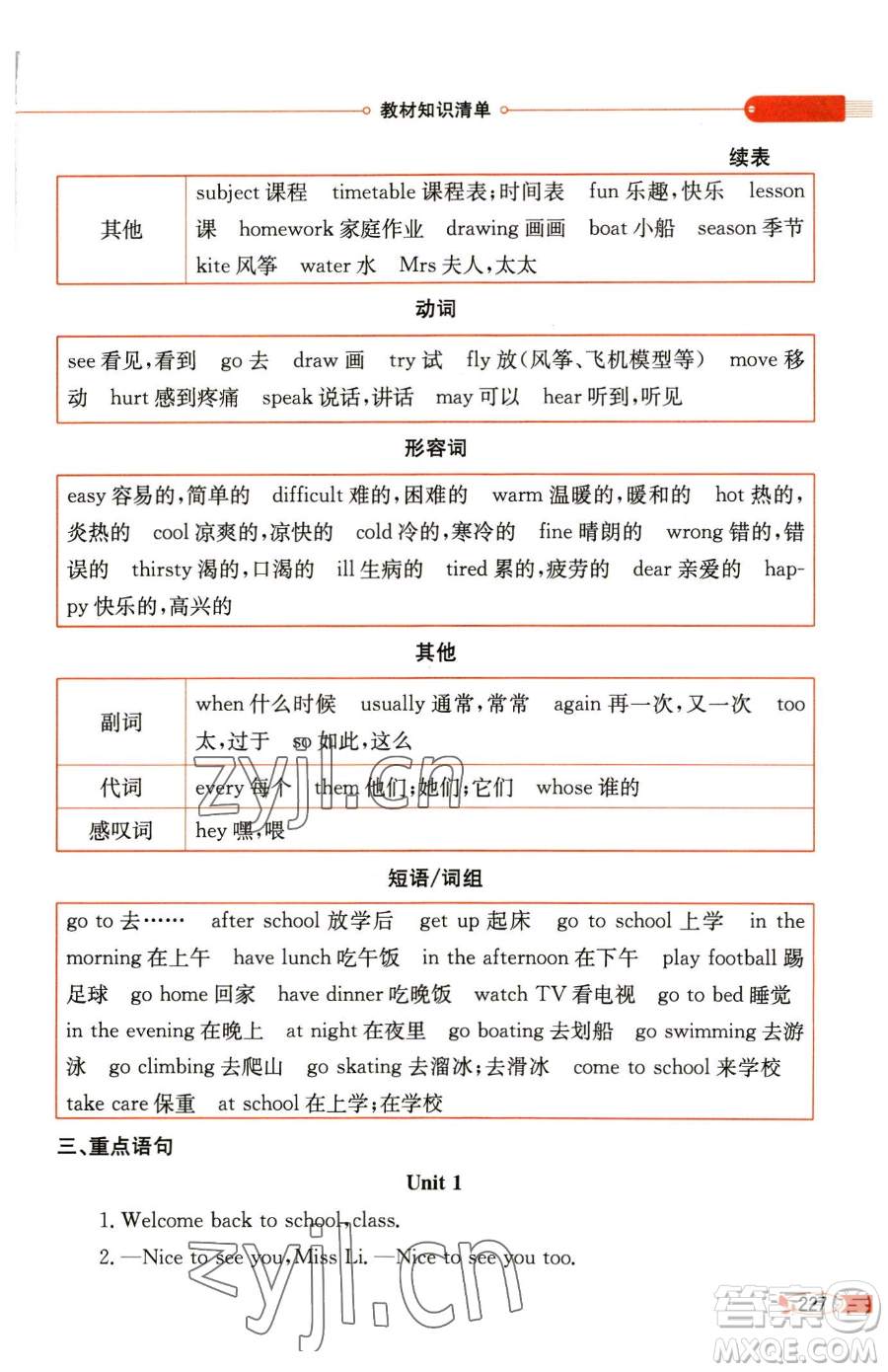 陜西人民教育出版社2023小學(xué)教材全解四年級(jí)下冊(cè)英語(yǔ)譯林牛津版三起參考答案