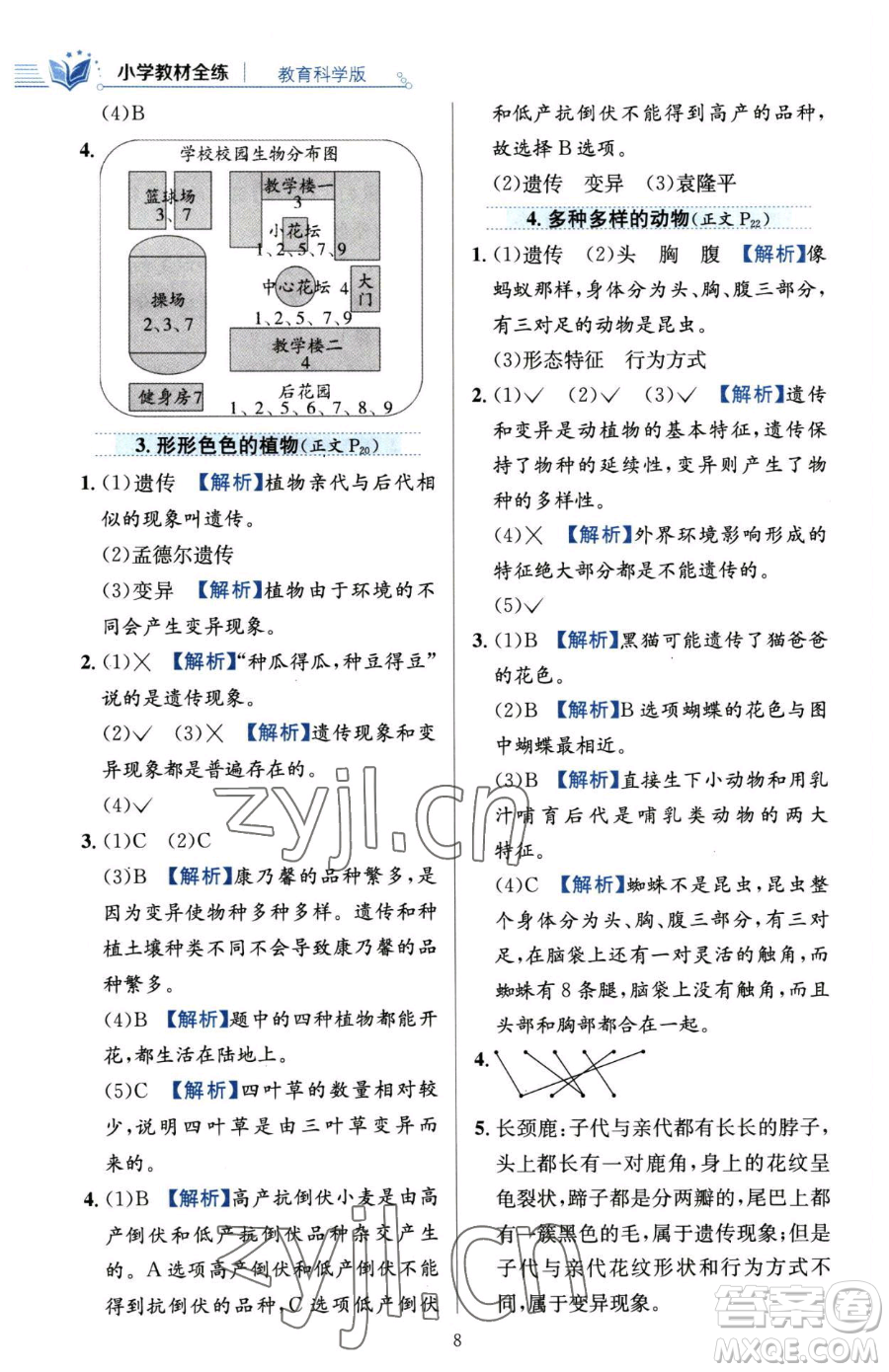 陜西人民教育出版社2023小學(xué)教材全練六年級(jí)下冊(cè)科學(xué)教科版參考答案