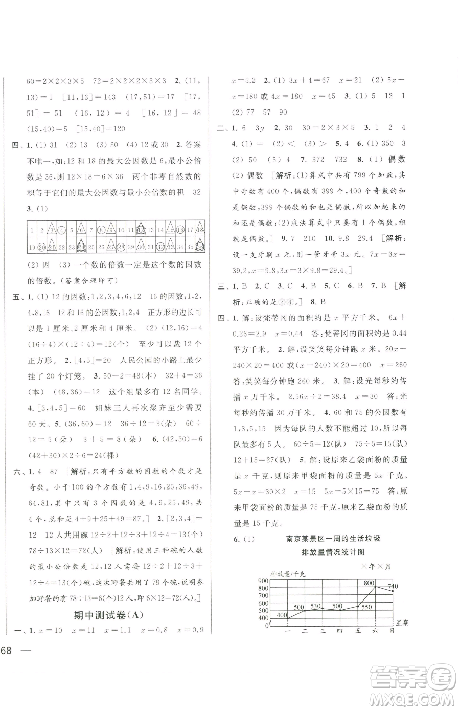 北京教育出版社2023同步跟蹤全程檢測(cè)五年級(jí)下冊(cè)數(shù)學(xué)蘇教版參考答案