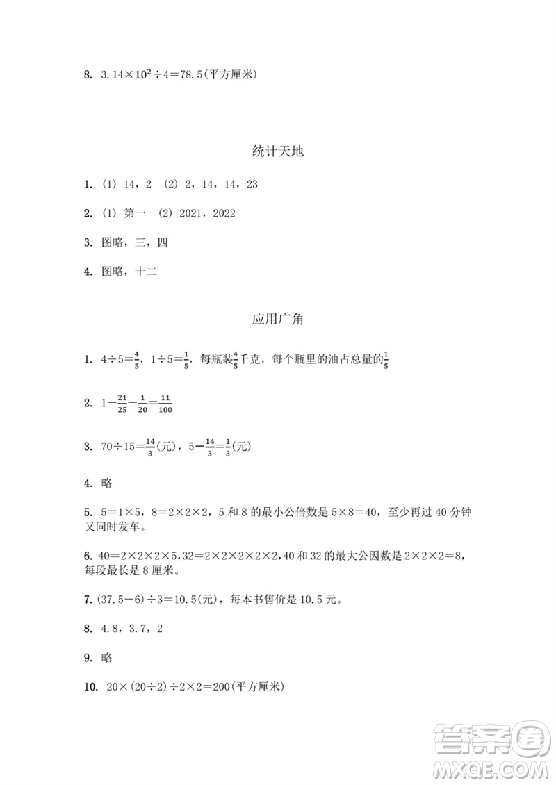 江蘇鳳凰教育出版社2023數(shù)學(xué)補(bǔ)充習(xí)題五年級(jí)下冊(cè)蘇教版參考答案