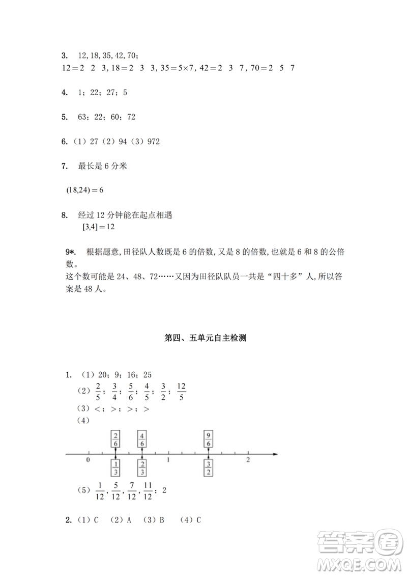 江蘇鳳凰教育出版社2023練習(xí)與測(cè)試小學(xué)數(shù)學(xué)五年級(jí)下冊(cè)蘇教版參考答案