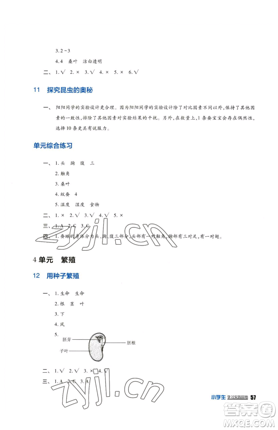 四川教育出版社2023新課標(biāo)小學(xué)生學(xué)習(xí)實(shí)踐園地四年級下冊科學(xué)蘇教版參考答案