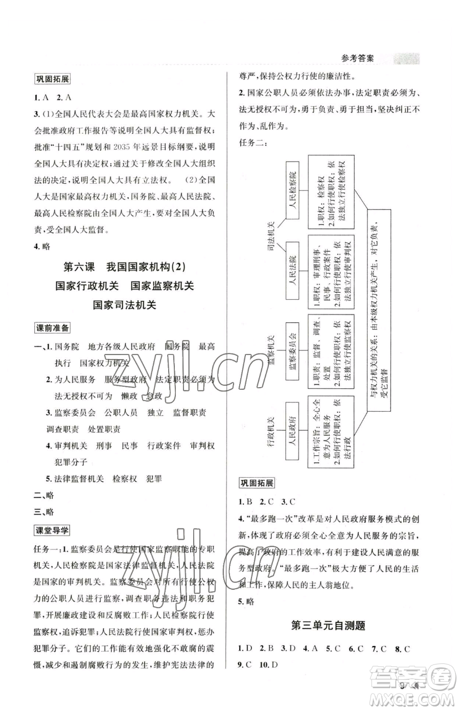 浙江人民出版社2023課時(shí)特訓(xùn)八年級下冊道德與法治人教版參考答案