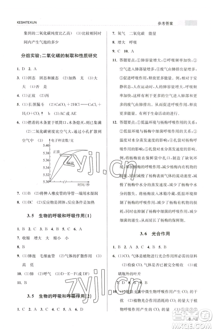 浙江人民出版社2023課時(shí)特訓(xùn)八年級(jí)下冊(cè)科學(xué)浙教版參考答案