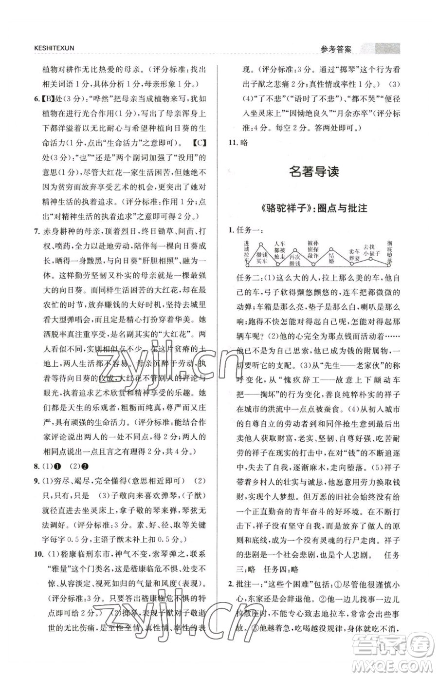 浙江人民出版社2023課時(shí)特訓(xùn)七年級(jí)下冊(cè)語文人教版參考答案