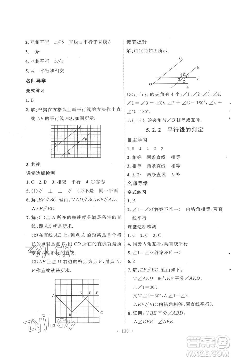 陜西人民出版社2023實(shí)驗(yàn)教材新學(xué)案七年級(jí)下冊(cè)數(shù)學(xué)人教版參考答案