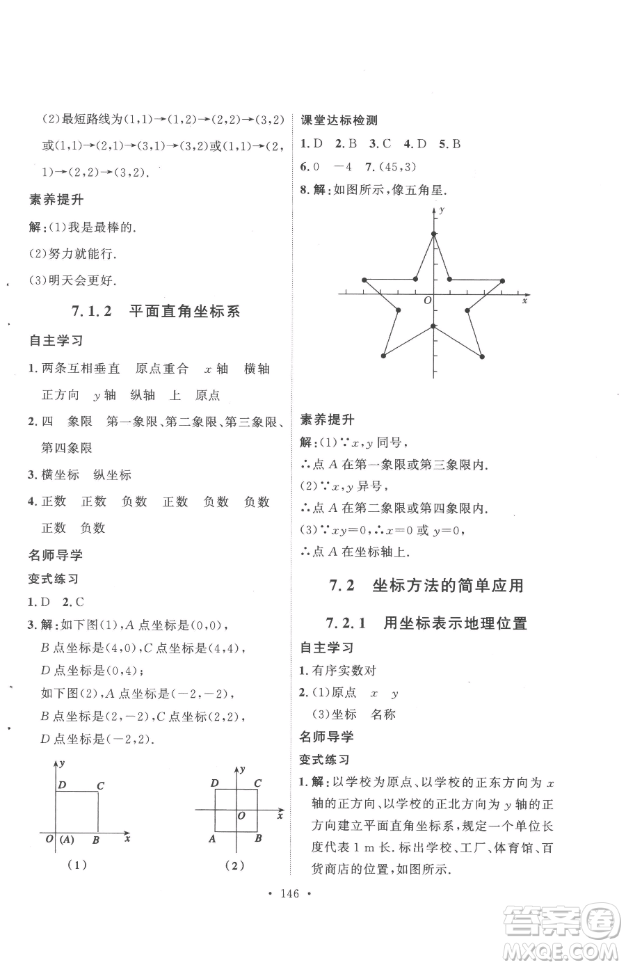 陜西人民出版社2023實(shí)驗(yàn)教材新學(xué)案七年級(jí)下冊(cè)數(shù)學(xué)人教版參考答案