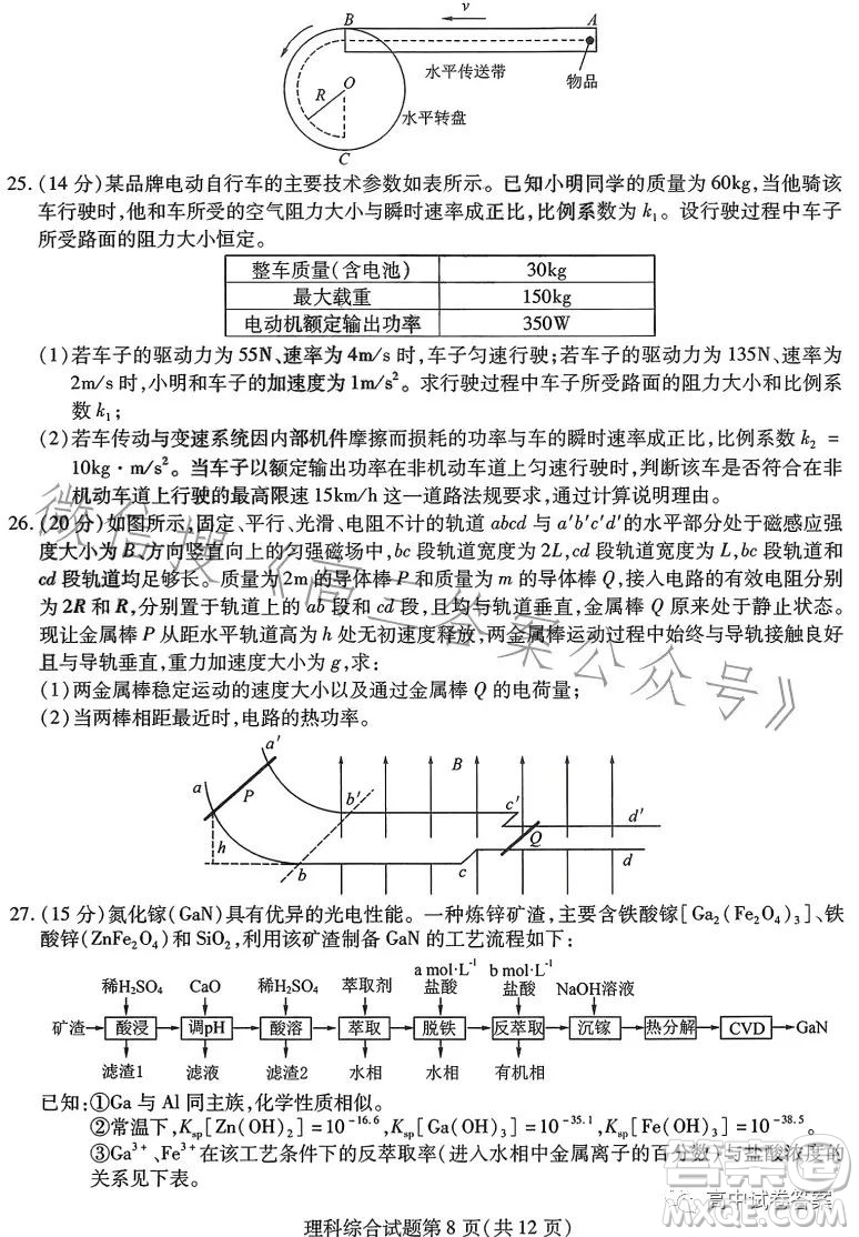 哈師大附中2023年高三第四次模擬考試理科綜合試卷答案