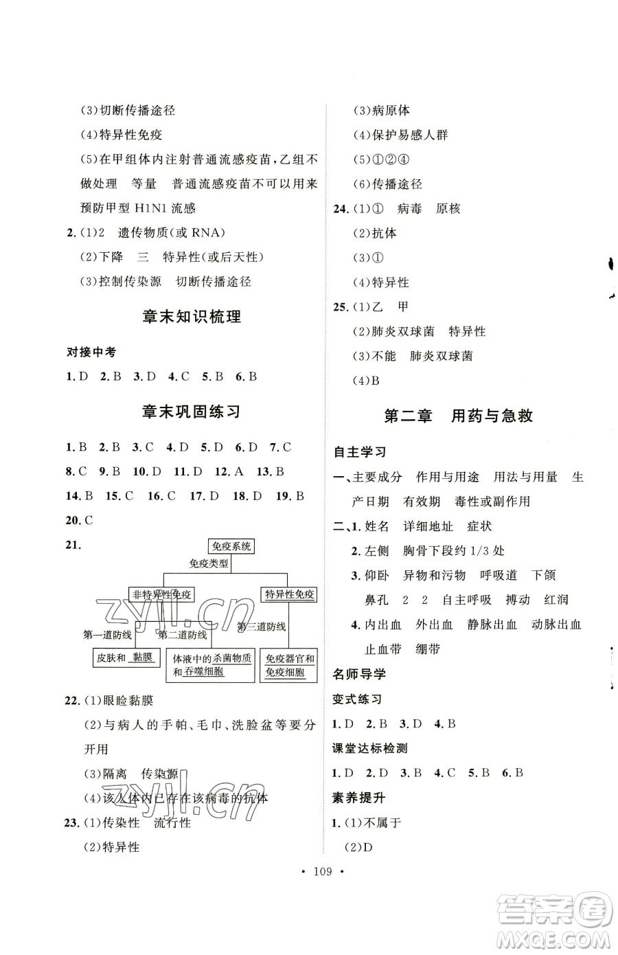 陜西人民出版社2023實驗教材新學(xué)案八年級下冊生物人教版參考答案