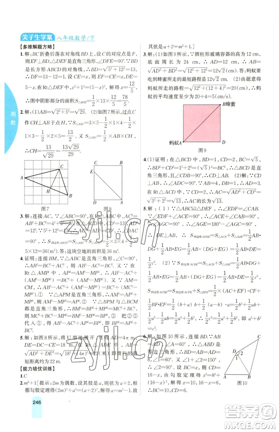 吉林人民出版社2023尖子生學(xué)案八年級(jí)下冊(cè)數(shù)學(xué)湘教版參考答案