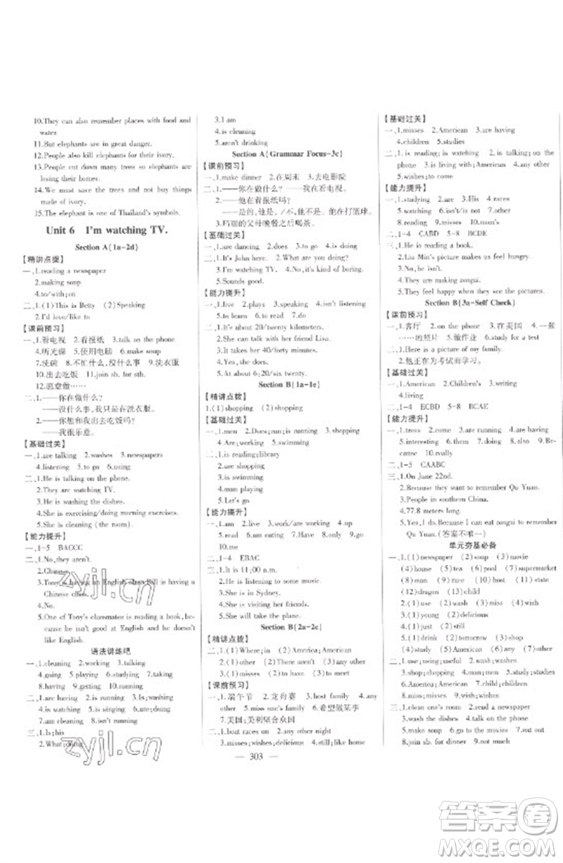 吉林人民出版社2023初中新課標(biāo)名師學(xué)案智慧大課堂七年級英語下冊人教版參考答案