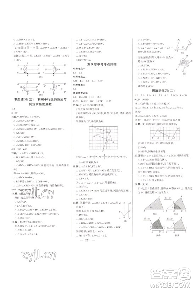 吉林人民出版社2023初中新課標(biāo)名師學(xué)案智慧大課堂七年級數(shù)學(xué)下冊青島版參考答案