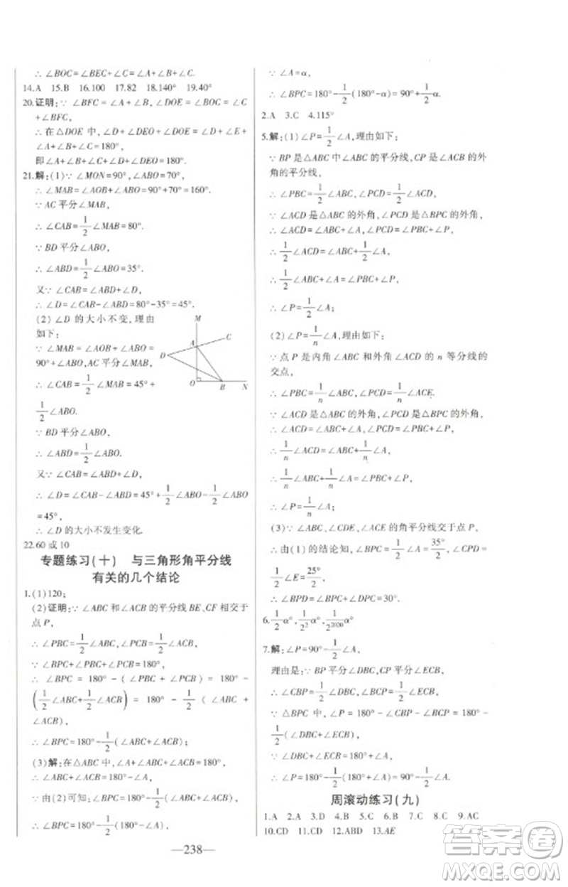 吉林人民出版社2023初中新課標(biāo)名師學(xué)案智慧大課堂七年級數(shù)學(xué)下冊青島版參考答案