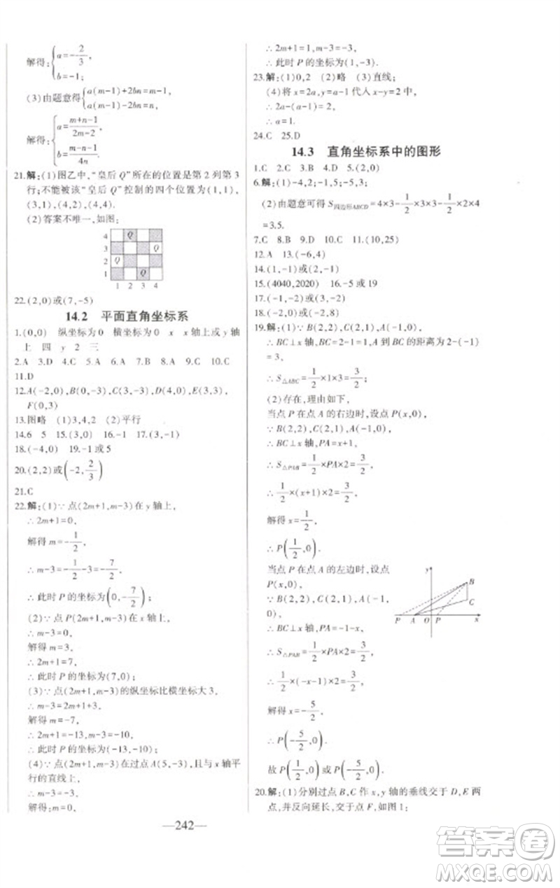 吉林人民出版社2023初中新課標(biāo)名師學(xué)案智慧大課堂七年級數(shù)學(xué)下冊青島版參考答案