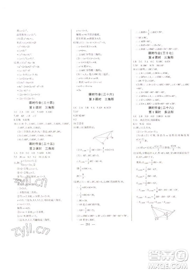 吉林人民出版社2023初中新課標(biāo)名師學(xué)案智慧大課堂七年級數(shù)學(xué)下冊青島版參考答案