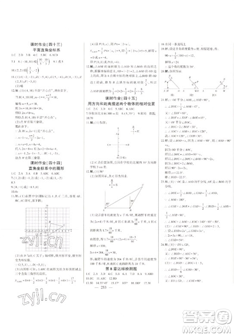 吉林人民出版社2023初中新課標(biāo)名師學(xué)案智慧大課堂七年級數(shù)學(xué)下冊青島版參考答案