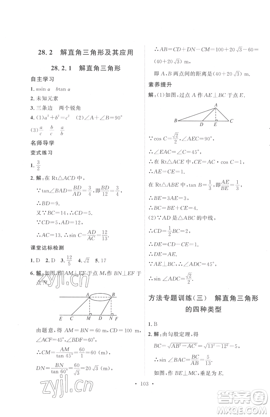 陜西人民出版社2023實驗教材新學(xué)案九年級下冊數(shù)學(xué)人教版參考答案