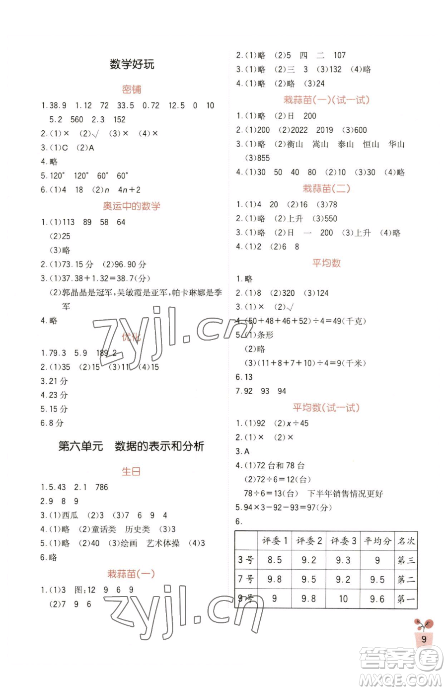 四川教育出版社2023新課標(biāo)小學(xué)生學(xué)習(xí)實(shí)踐園地四年級下冊數(shù)學(xué)北師大版參考答案