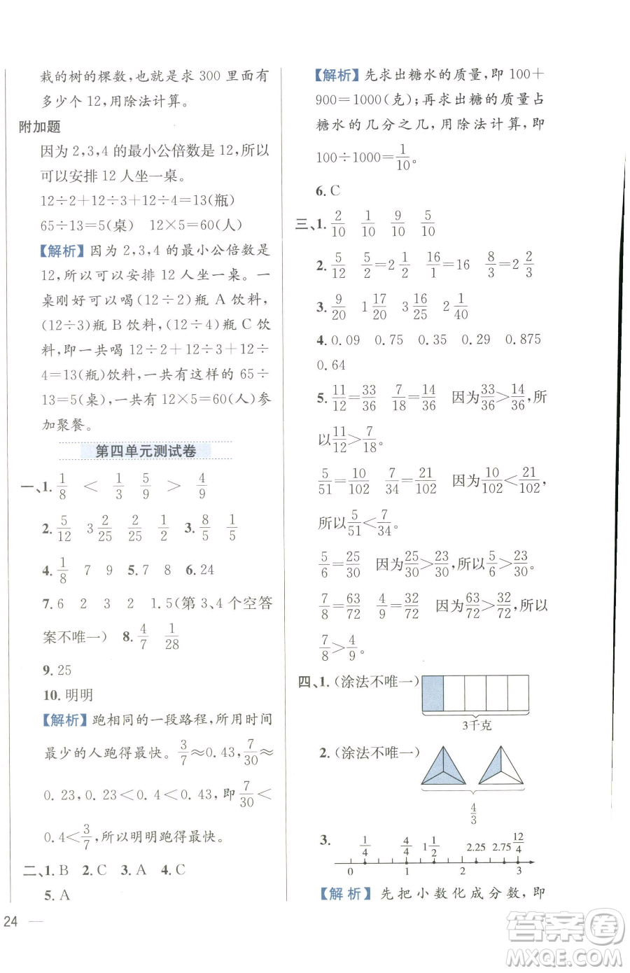 陜西人民教育出版社2023小學教材全練五年級下冊數(shù)學江蘇版參考答案