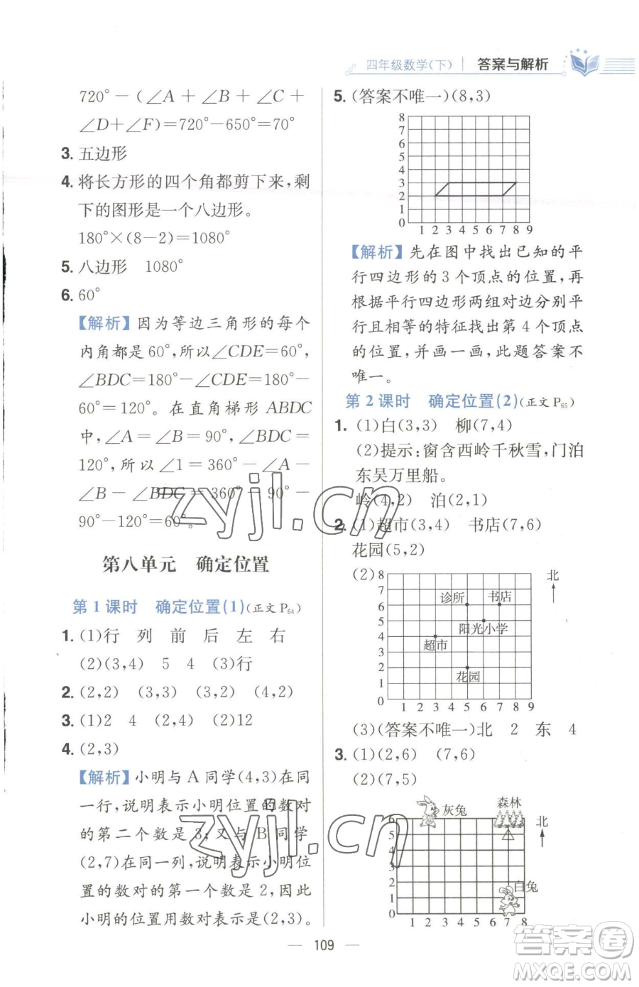 陜西人民教育出版社2023小學(xué)教材全練四年級(jí)下冊(cè)數(shù)學(xué)江蘇版參考答案