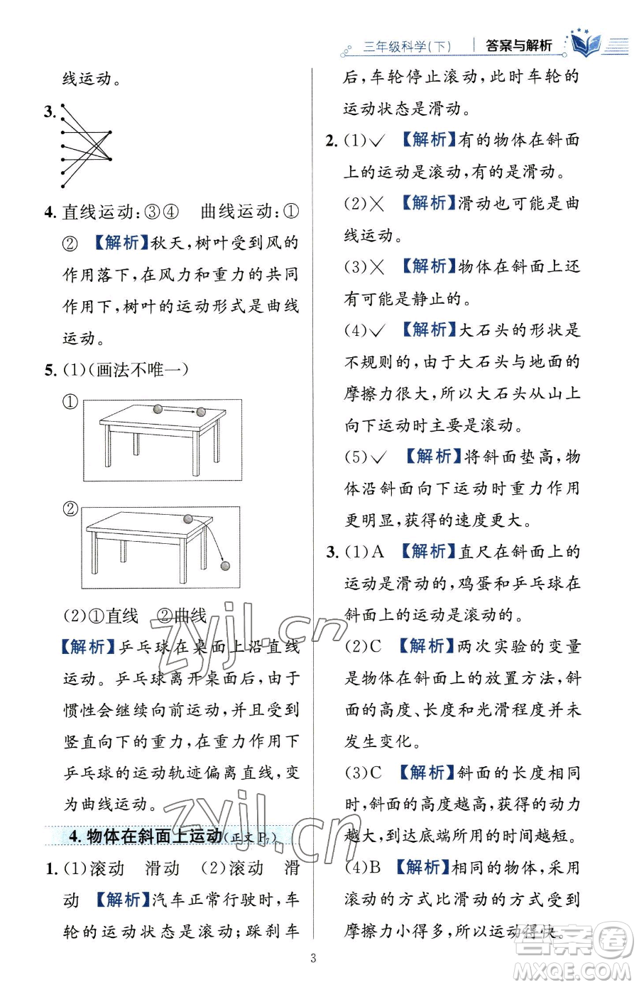 陜西人民教育出版社2023小學(xué)教材全練三年級下冊科學(xué)教科版參考答案