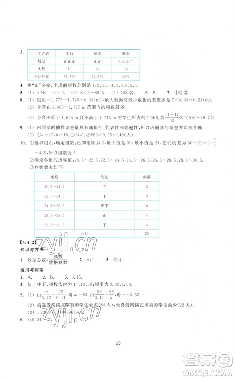 浙江教育出版社2023學(xué)能評(píng)價(jià)七年級(jí)數(shù)學(xué)下冊(cè)浙教版參考答案