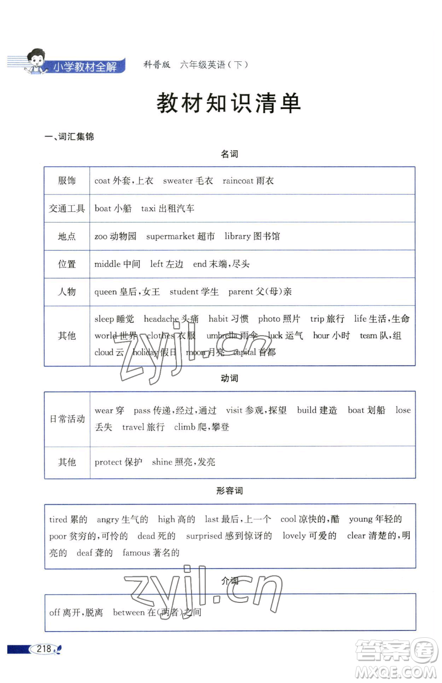 陜西人民教育出版社2023小學(xué)教材全解六年級下冊英語科普版三起參考答案