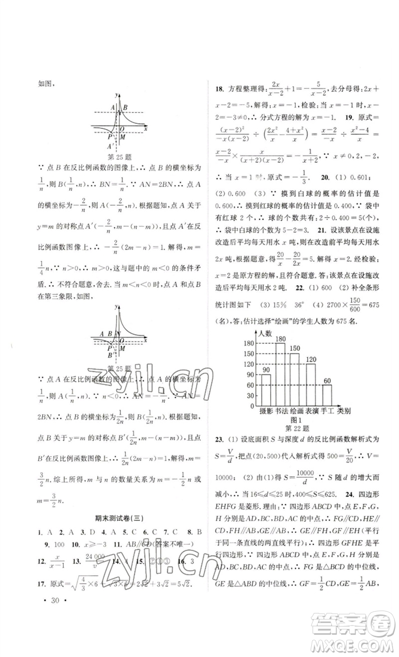 安徽人民出版社2023高效精練八年級(jí)數(shù)學(xué)下冊(cè)蘇科版參考答案