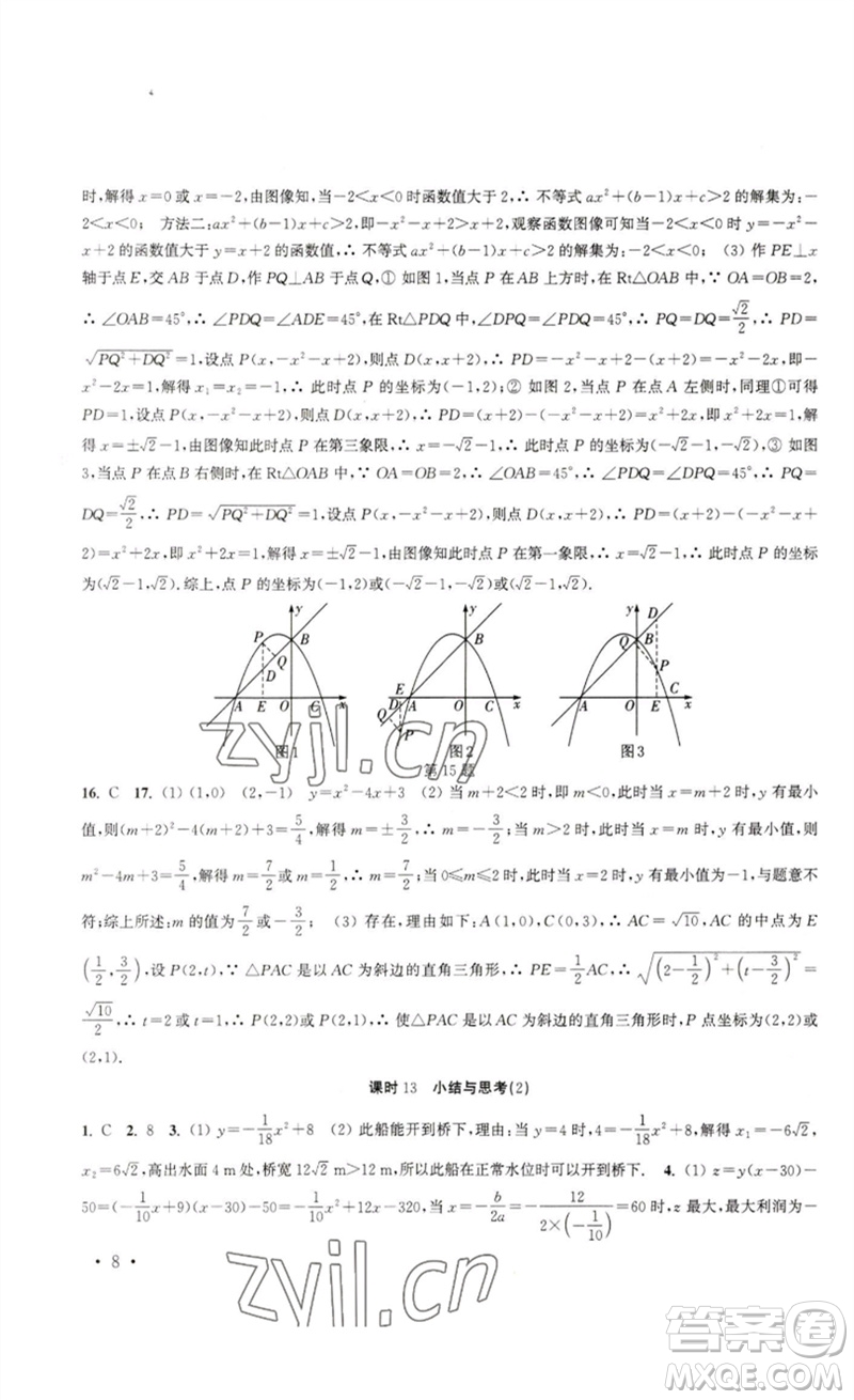 安徽人民出版社2023高效精練九年級(jí)數(shù)學(xué)下冊(cè)蘇科版參考答案