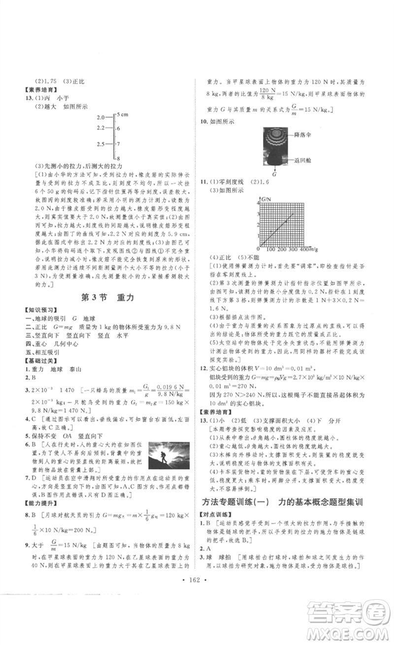 安徽人民出版社2023思路教練同步課時(shí)作業(yè)八年級(jí)物理下冊(cè)人教版參考答案