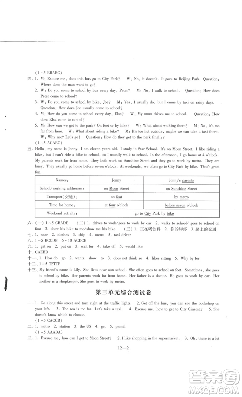 江蘇鳳凰科學(xué)技術(shù)出版社2023同步練習(xí)配套試卷五年級英語下冊譯林版參考答案