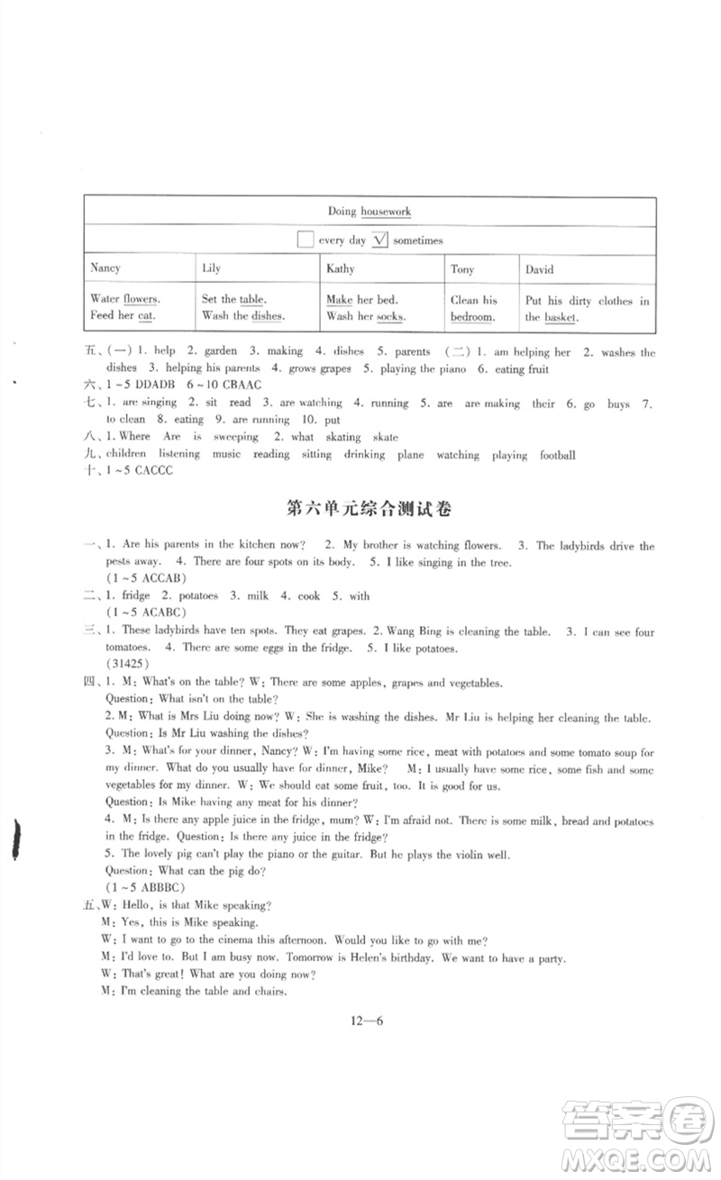 江蘇鳳凰科學(xué)技術(shù)出版社2023同步練習(xí)配套試卷五年級英語下冊譯林版參考答案