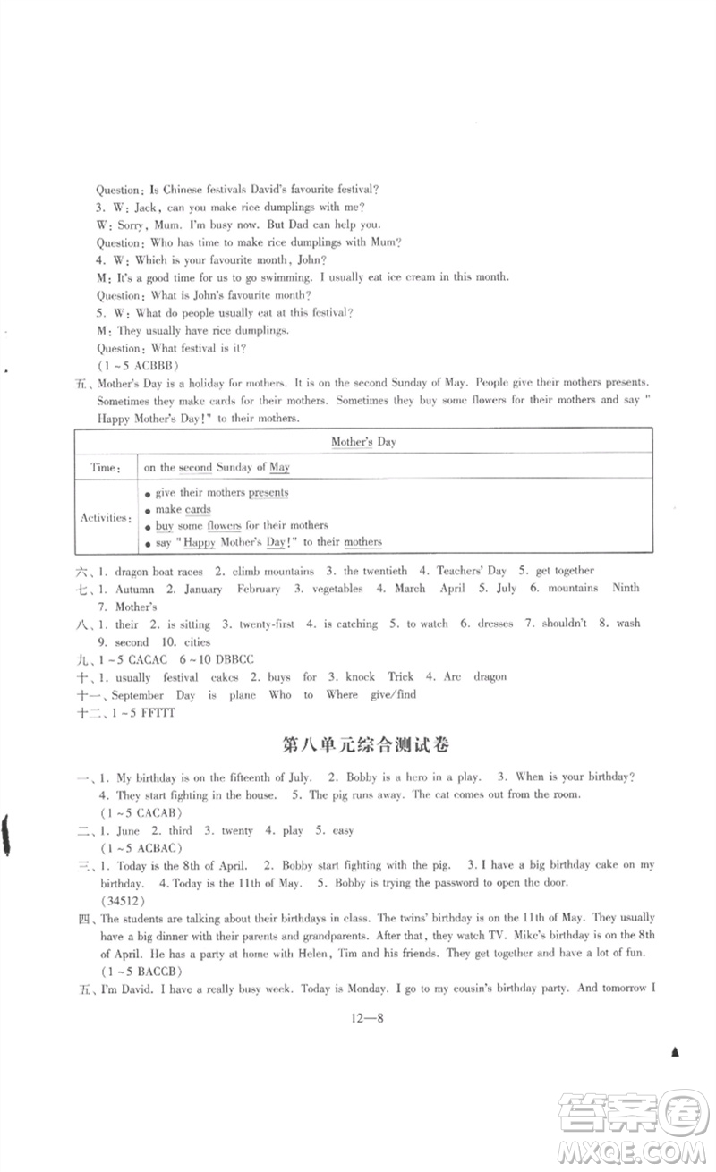 江蘇鳳凰科學(xué)技術(shù)出版社2023同步練習(xí)配套試卷五年級英語下冊譯林版參考答案