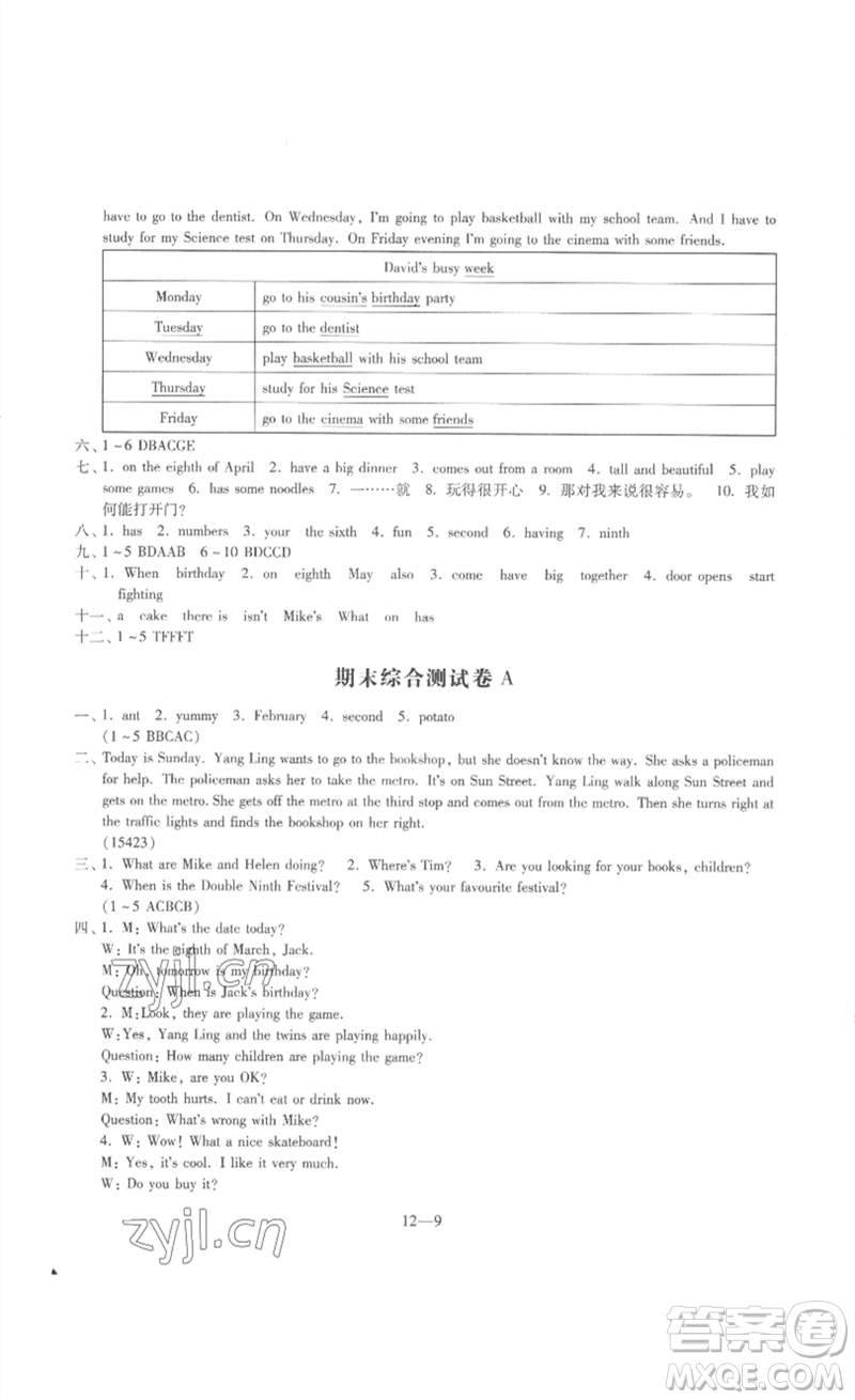 江蘇鳳凰科學(xué)技術(shù)出版社2023同步練習(xí)配套試卷五年級英語下冊譯林版參考答案