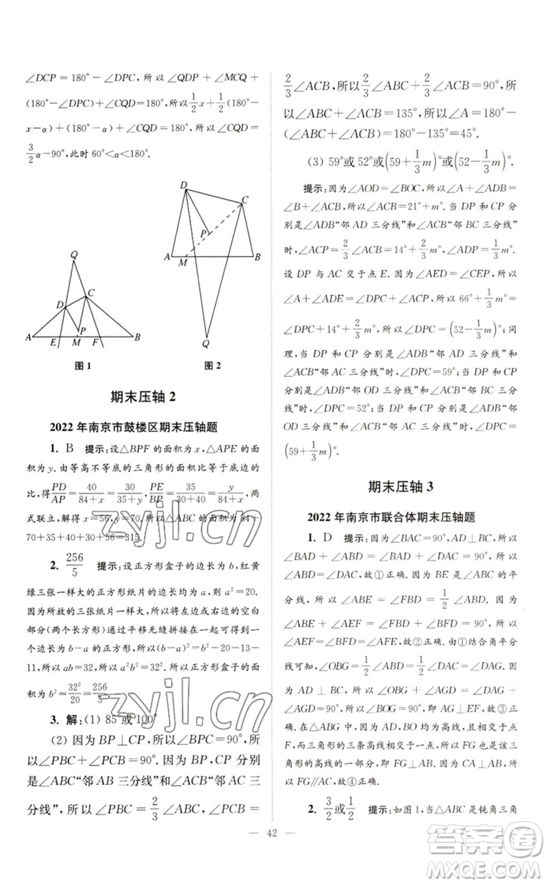 江蘇鳳凰科學(xué)技術(shù)出版社2023初中數(shù)學(xué)小題狂做七年級下冊蘇科版巔峰版參考答案