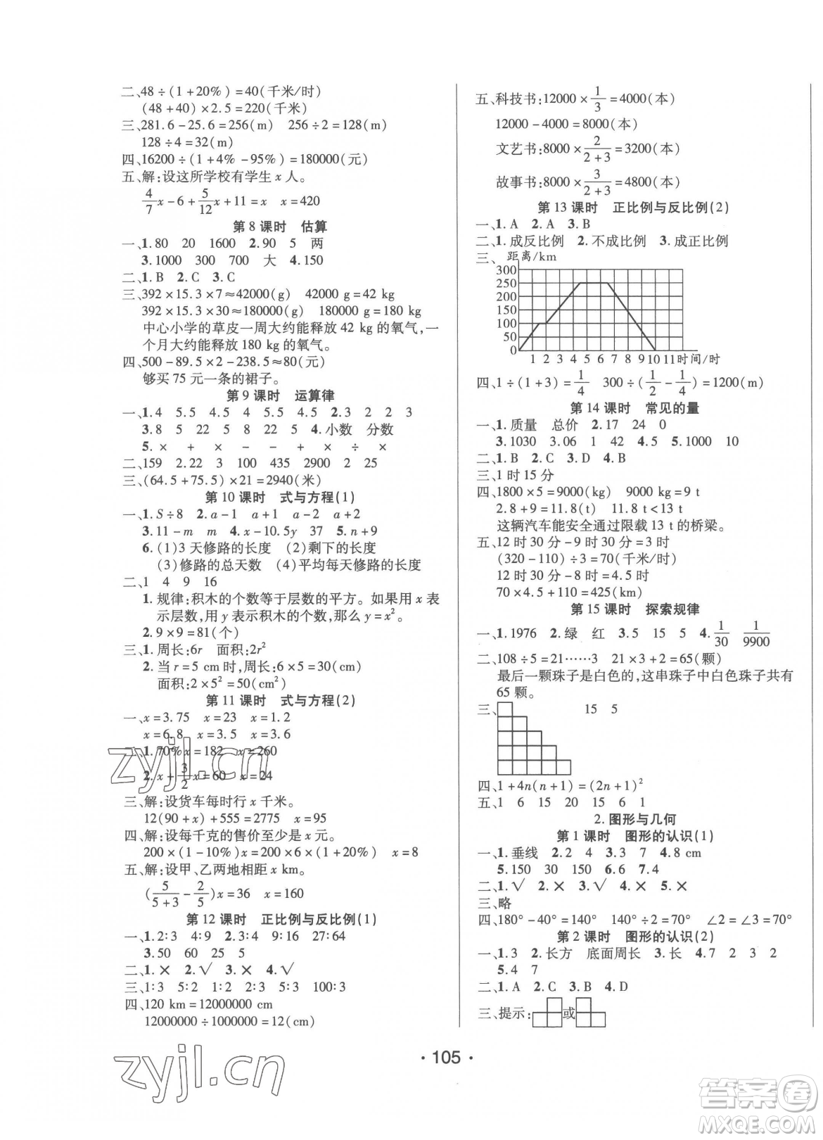 陽光出版社2023自主課堂六年級下冊數(shù)學北師大版參考答案