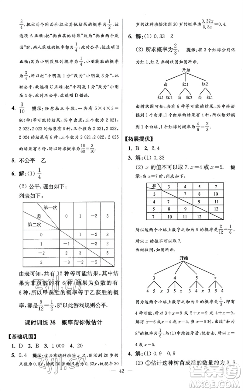 江蘇鳳凰科學技術(shù)出版社2023初中數(shù)學小題狂做九年級下冊蘇科版提優(yōu)版參考答案