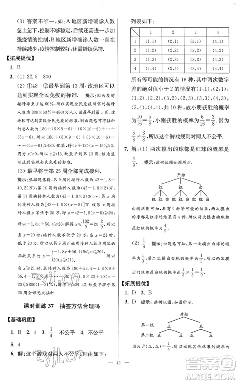 江蘇鳳凰科學技術(shù)出版社2023初中數(shù)學小題狂做九年級下冊蘇科版提優(yōu)版參考答案