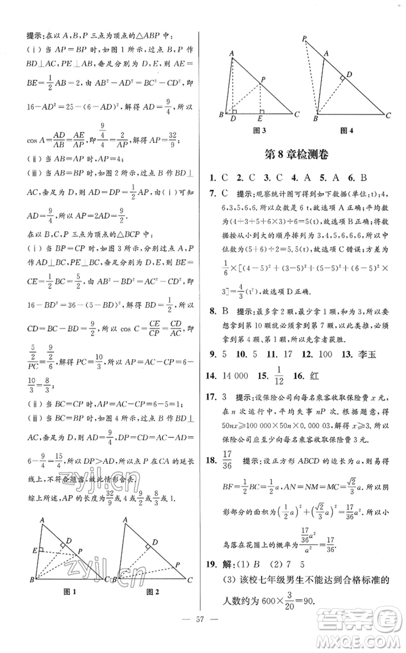 江蘇鳳凰科學技術(shù)出版社2023初中數(shù)學小題狂做九年級下冊蘇科版提優(yōu)版參考答案