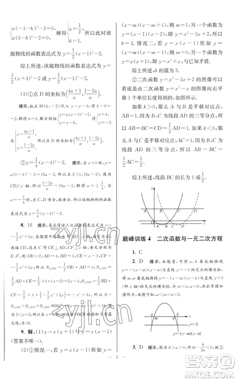 江蘇鳳凰科學(xué)技術(shù)出版社2023初中數(shù)學(xué)小題狂做九年級(jí)下冊(cè)蘇科版巔峰版參考答案